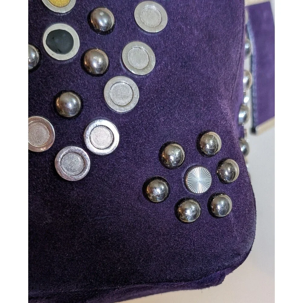 Vintage Jimmy Choo Purple Suede Studded Saba Hobo Shoulder Bag Handbag Y2K
